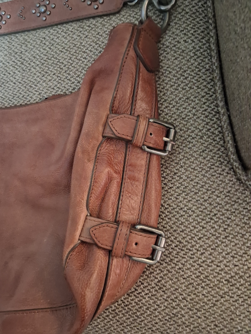 Frye & Co. Leather Shoulder Bag With Studded Strap - Picture 3 of 12